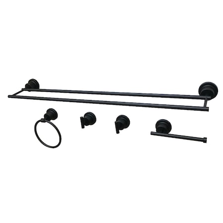 Kingston Brass BAH821330478MB Concord 5-Piece Bathroom Accessory Set, Matte Black BAH821330478MB
